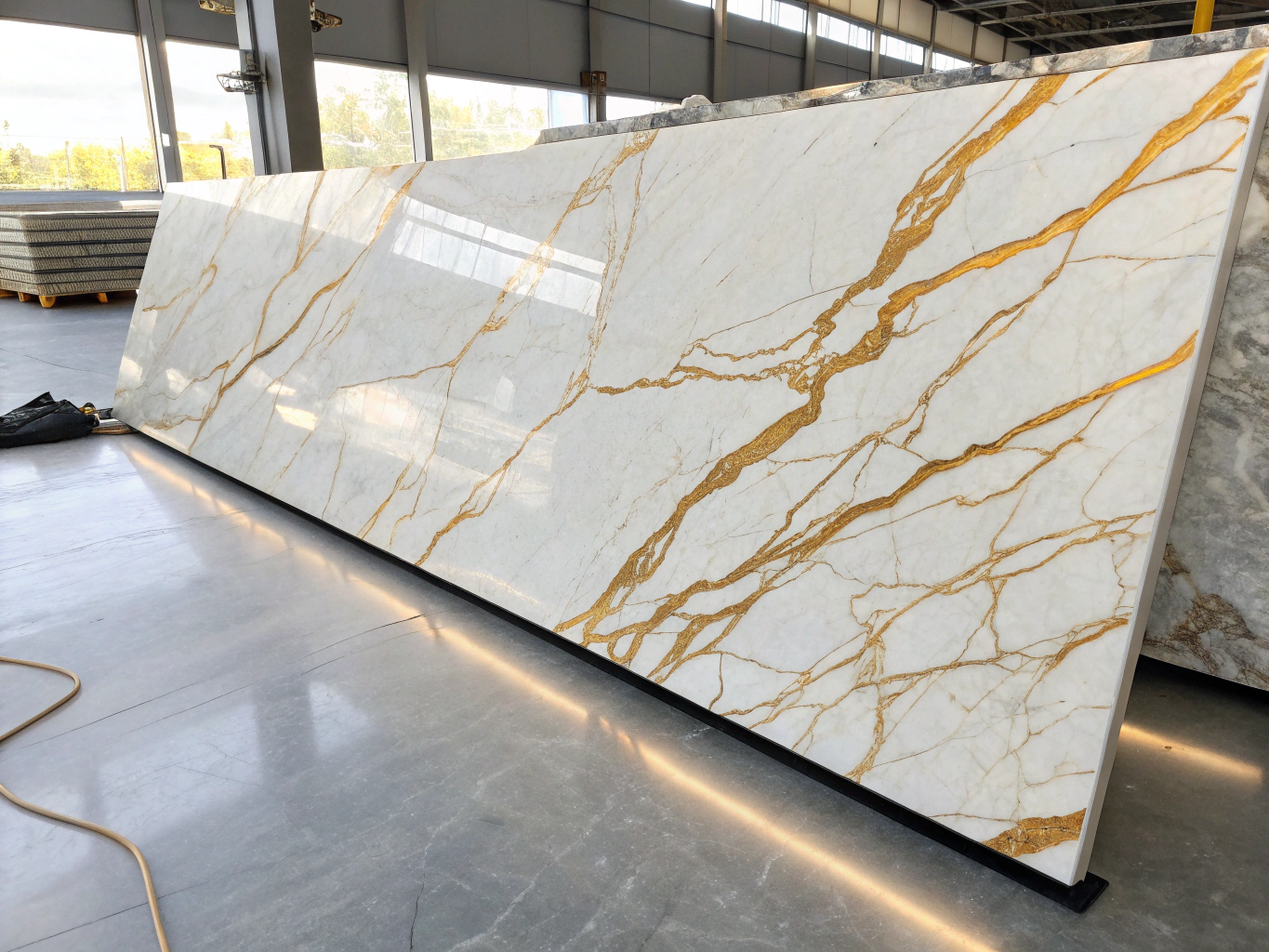 Earthy brown and imperial taupe marble slab with natural veining