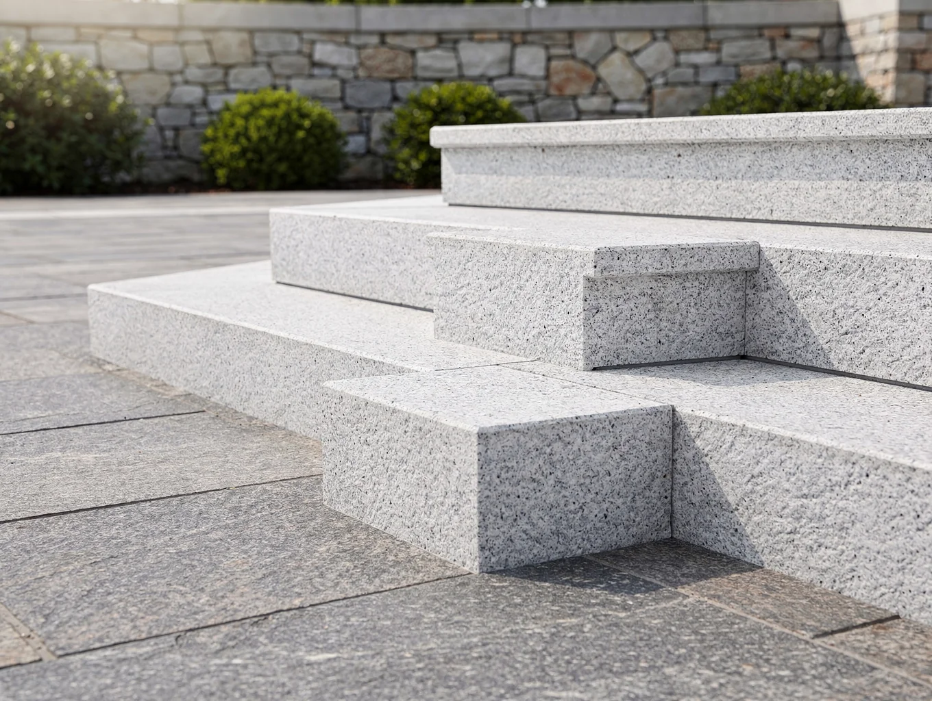 Natural stone stair treads, thresholds, and windowsills ready for packing